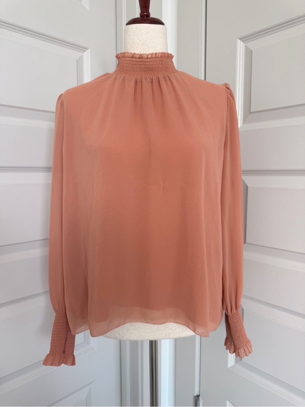 Aritzia Smocked Neck Long-Sleeve Blouse